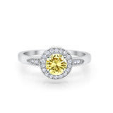 Halo Wedding Engagement Ring Round Cubic Zirconia 925 Sterling Silver -3