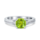 Cushion Cut Art Deco Engagement Ring Simulated Cubic Zirconia 925 Sterling Silver