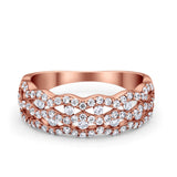 Half Eternity Fashion Wedding Ring Round Simulated CZ 925 Sterling Silver