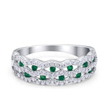 Half Eternity Fashion Wedding Ring Round Simulated CZ 925 Sterling Silver