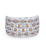 Half Eternity Fashion Band Ring Round Simulated CZ 925 Sterling Silver