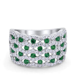 Half Eternity Fashion Band Ring Round Simulated CZ 925 Sterling Silver