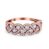 Weave Crisscross Infinity Ring Eternity Round Simulated CZ 925 Sterling Silver