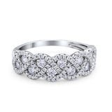 Weave Crisscross Infinity Ring Eternity Round Simulated CZ 925 Sterling Silver