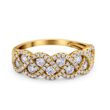 Weave Crisscross Infinity Ring Eternity Round Simulated CZ 925 Sterling Silver