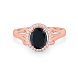Halo Filigree Oval Wedding Ring Round Simulated Cubic Zirconia 925 Sterling Silver