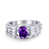 Two Piece Ring Band Bridal Round Simulated Cubic Zirconia 925 Sterling Silver