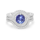 Three Piece Ring Band Round Simulated Cubic Zirconia 925 Sterling Silver