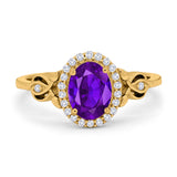 Oval Engagement Ring Halo Simulated Cubic Zirconia 925 Sterling Silver
