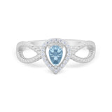 Teardrop Wedding Ring Pear Round Simulated Cubic Zirconia 925 Sterling Silver