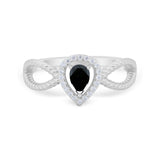 Teardrop Wedding Ring Pear Round Simulated Cubic Zirconia 925 Sterling Silver