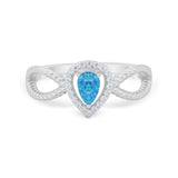 Teardrop Wedding Ring Pear Round Simulated Cubic Zirconia 925 Sterling Silver