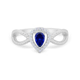 Teardrop Wedding Ring Pear Round Simulated Cubic Zirconia 925 Sterling Silver