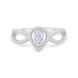 Teardrop Wedding Ring Pear Round Simulated Cubic Zirconia 925 Sterling Silver
