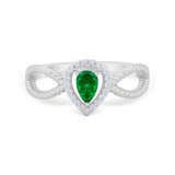 Teardrop Wedding Ring Pear Round Simulated Cubic Zirconia 925 Sterling Silver