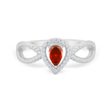 Teardrop Wedding Ring Pear Round Simulated Cubic Zirconia 925 Sterling Silver