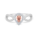 Teardrop Wedding Ring Pear Round Simulated Cubic Zirconia 925 Sterling Silver