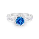 Vintage Art Deco Wedding Engagement Ring Round Cubic Zirconia 925 Sterling Silve