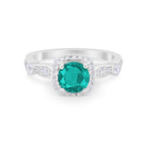Vintage Art Deco Wedding Engagement Ring Round Cubic Zirconia 925 Sterling Silve