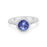 Accent Dazzling Wedding Ring Round Simulated Cubic Zirconia 925 Sterling Silver