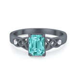 Wedding Ring Emerald Cut Round Simulated Cubic Zirconia 925 Sterling Silver