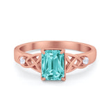 Wedding Ring Emerald Cut Round Simulated Cubic Zirconia 925 Sterling Silver
