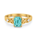 Wedding Ring Emerald Cut Round Simulated Cubic Zirconia 925 Sterling Silver