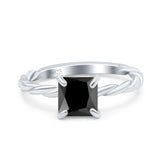 Solitaire Accent Twisted Fashion Ring Princess Cut Simulated Cubic Zirconia 925 Sterling Silver