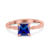 Solitaire Accent Twisted Fashion Ring Princess Cut Simulated Cubic Zirconia 925 Sterling Silver