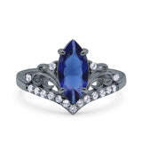 Marquise Art Deco Engagement Ring 925 Sterling Silver