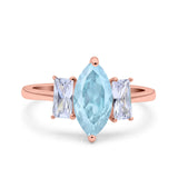 Marquise Art Deco Emerald Cut Wedding Bridal Ring Simulated Cubic Zirconia 925 Sterling Silver
