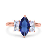 Marquise Art Deco Emerald Cut Wedding Bridal Ring Simulated Cubic Zirconia 925 Sterling Silver