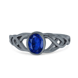 Infinity Twisted Wedding Ring Oval Cut Simulated Cubic Zirconia 925 Sterling Silver