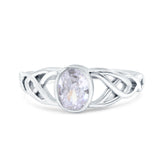 Infinity Twisted Wedding Ring Oval Cut Simulated Cubic Zirconia 925 Sterling Silver