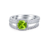3Piece Wedding Ring Band Round Simulated Cubic Zirconia 925 Sterling Silver