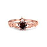 Heart Shape Simulated Cubic Zirconia Claddagh Wedding Ring 925 Sterling Silver