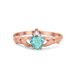 Heart Shape Simulated Cubic Zirconia Claddagh Wedding Ring 925 Sterling Silver
