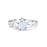 Heart Shape Simulated Cubic Zirconia Claddagh Wedding Ring 925 Sterling Silver