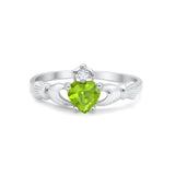 Heart Shape Simulated Cubic Zirconia Claddagh Wedding Ring 925 Sterling Silver