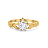 Heart Shape Simulated Cubic Zirconia Claddagh Wedding Ring 925 Sterling Silver