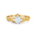 Heart Shape Simulated Cubic Zirconia Claddagh Wedding Ring 925 Sterling Silver