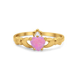 Heart Shape Simulated Cubic Zirconia Claddagh Wedding Ring 925 Sterling Silver