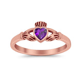 Irish Claddagh Heart Promise Ring Simulated Cubic Zirconia 925 Sterling Silver