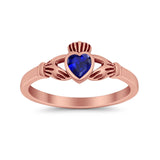 Irish Claddagh Heart Promise Ring Simulated Cubic Zirconia 925 Sterling Silver