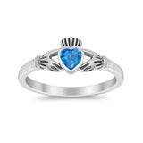 Irish Claddagh Heart Promise Ring Simulated Cubic Zirconia 925 Sterling Silver