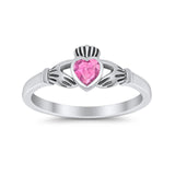 Irish Claddagh Heart Promise Ring Simulated Cubic Zirconia 925 Sterling Silver
