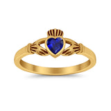 Irish Claddagh Heart Promise Ring Simulated Cubic Zirconia 925 Sterling Silver