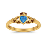 Irish Claddagh Heart Promise Ring Simulated Cubic Zirconia 925 Sterling Silver