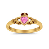 Irish Claddagh Heart Promise Ring Simulated Cubic Zirconia 925 Sterling Silver
