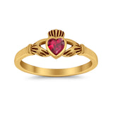 Irish Claddagh Heart Promise Ring Simulated Cubic Zirconia 925 Sterling Silver